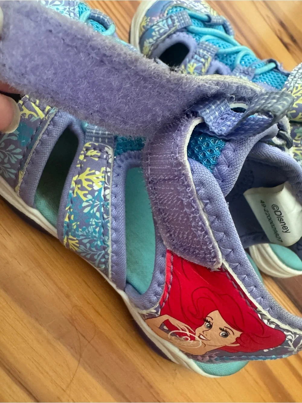 Disney Ariel Purple and Teal Kids Girls Water Shoes Sandals size 10